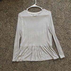 Black and white striped long sleeve tee